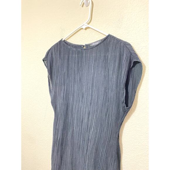 Madewell Dress Size 4 Black Plissé Mini Tee Sheath Minimalist Preppy Party NWT - Picture 4 of 10